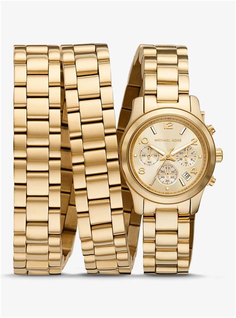 michael kors runway twist gold stainless steel bracelet watch|Michael Kors oversized watch.